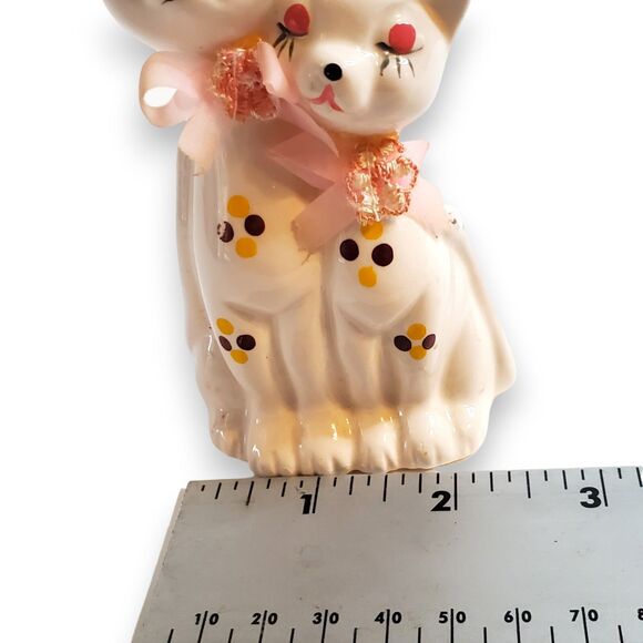 Vintage ArtMark Porcelain Kitty Couple Figurine Pink Ribbons Kitsch Cats - Picture 9 of 13